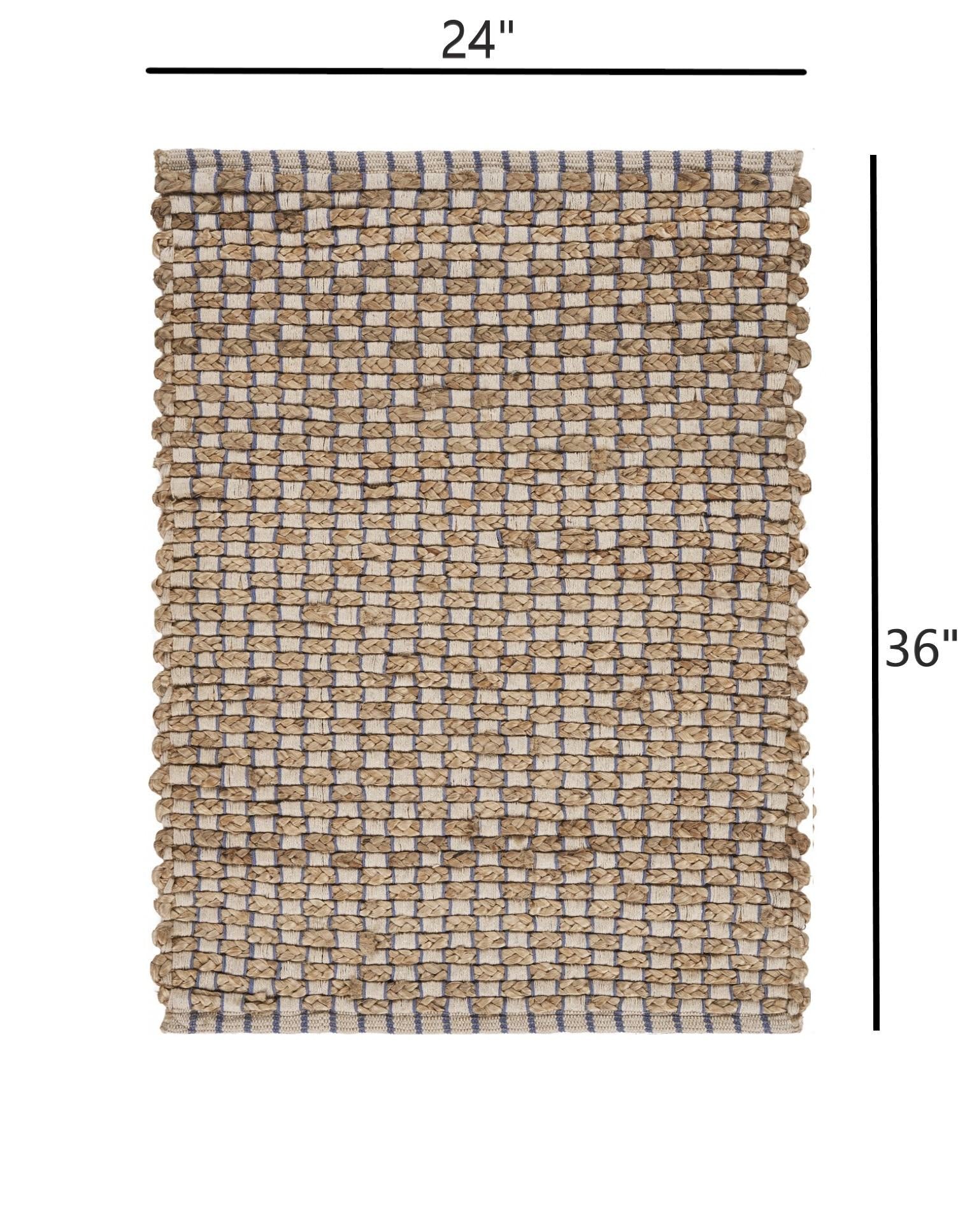 2’ x 3’ Tan and Navy Checkered Scatter Rug