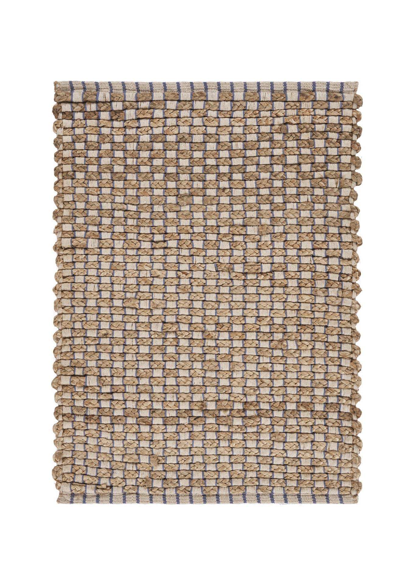 2’ x 3’ Tan and Navy Checkered Scatter Rug