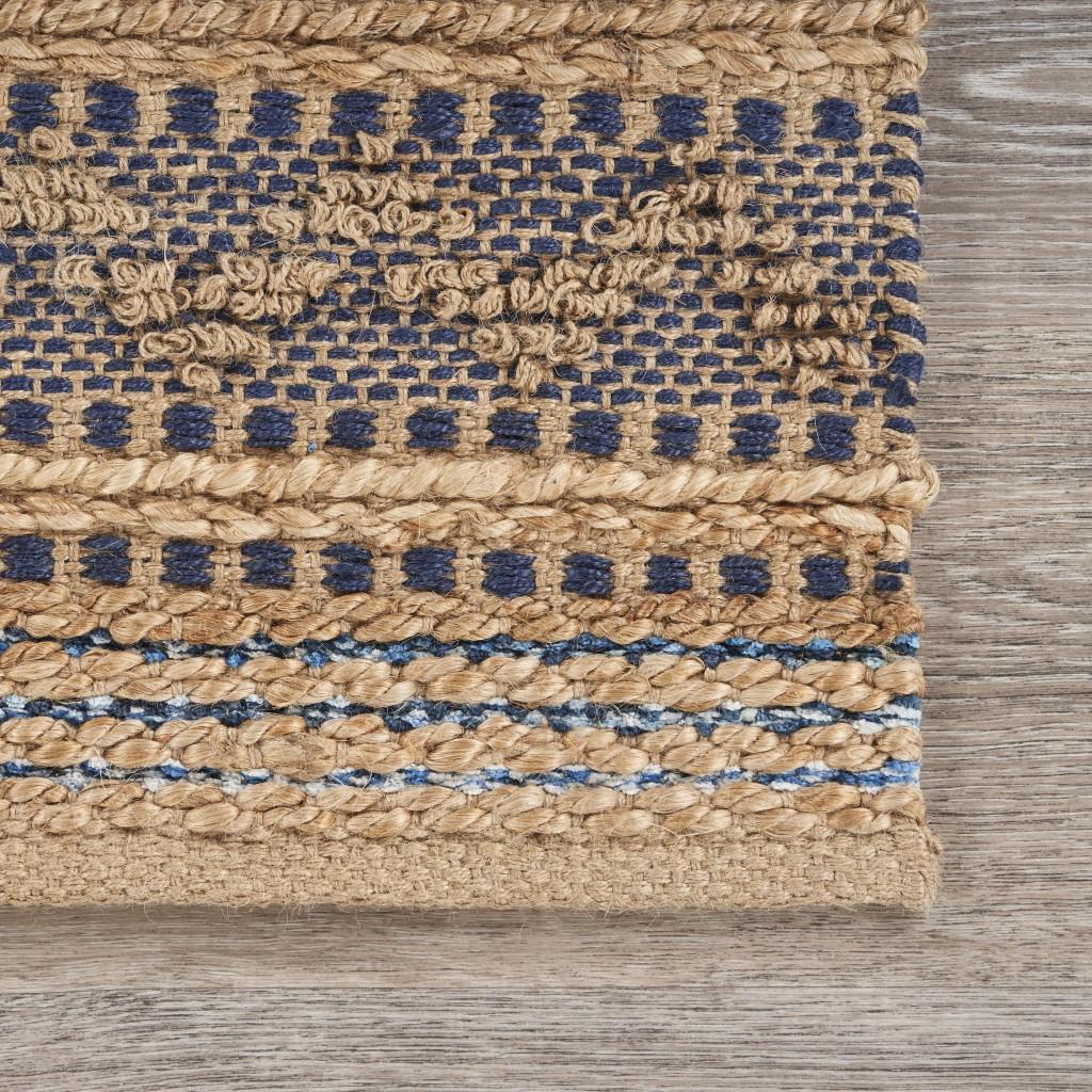 2’ x 3’ Tan and Navy Decorative Jute Scatter Rug Default Title