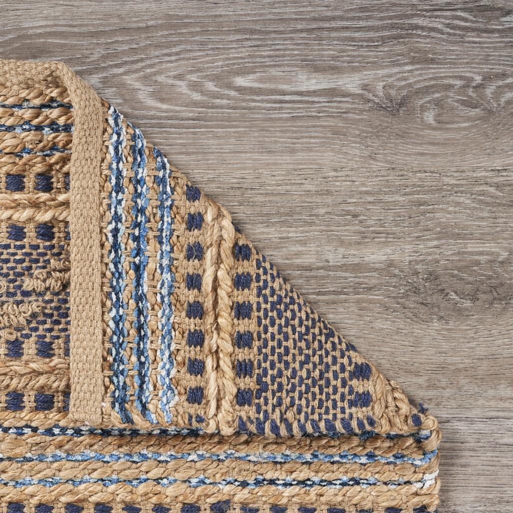 2’ x 3’ Tan and Navy Decorative Jute Scatter Rug