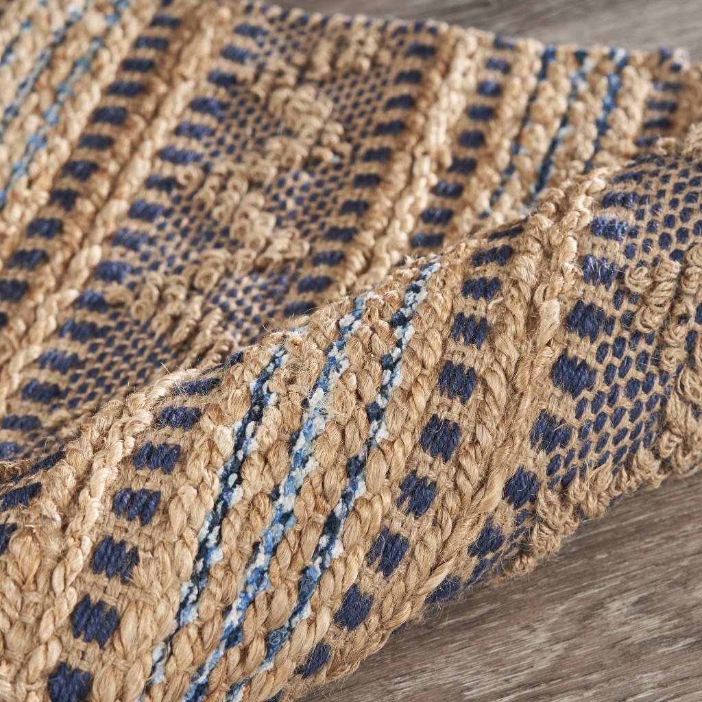 2’ x 3’ Tan and Navy Decorative Jute Scatter Rug