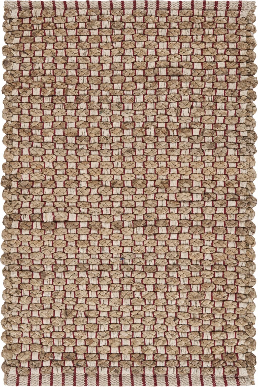 2’ x 3’ Tan and Burgundy Checkered Scatter Rug Default Title
