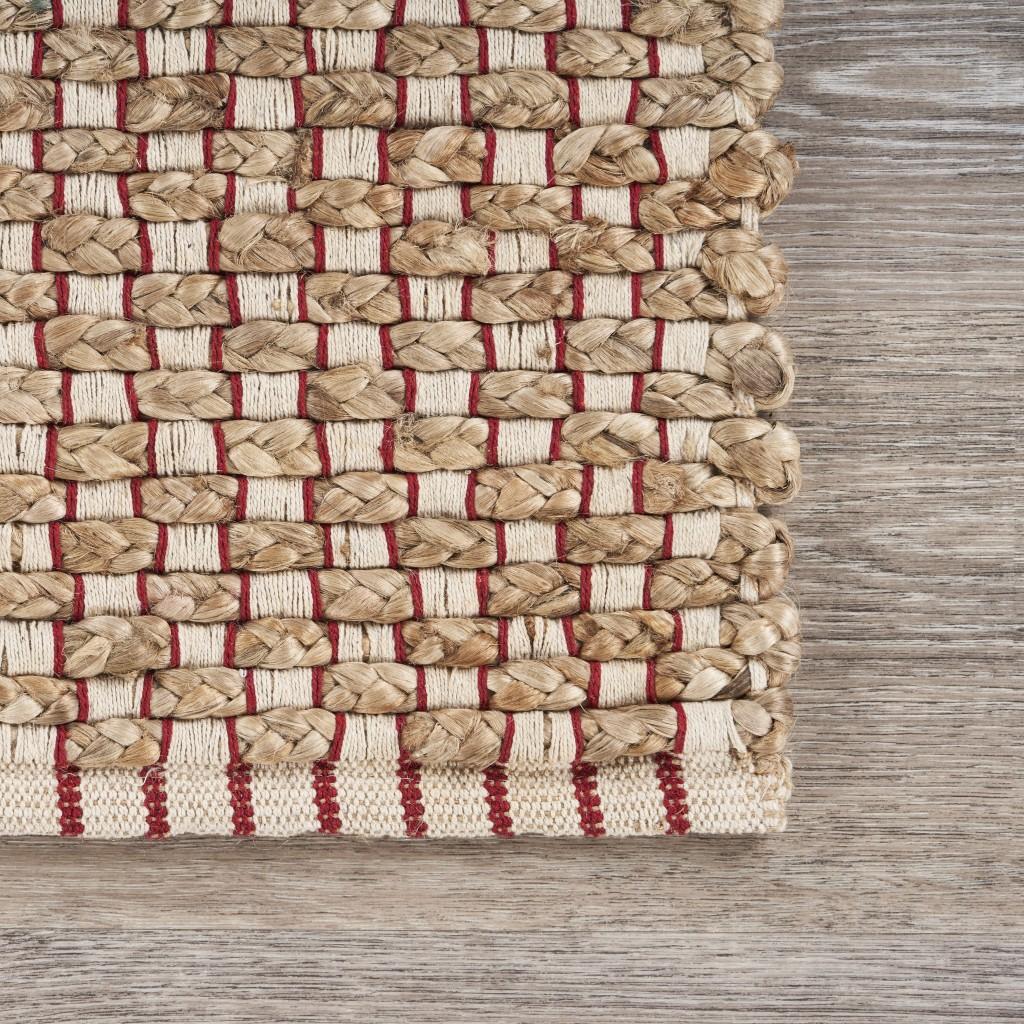 2’ x 3’ Tan and Burgundy Checkered Scatter Rug