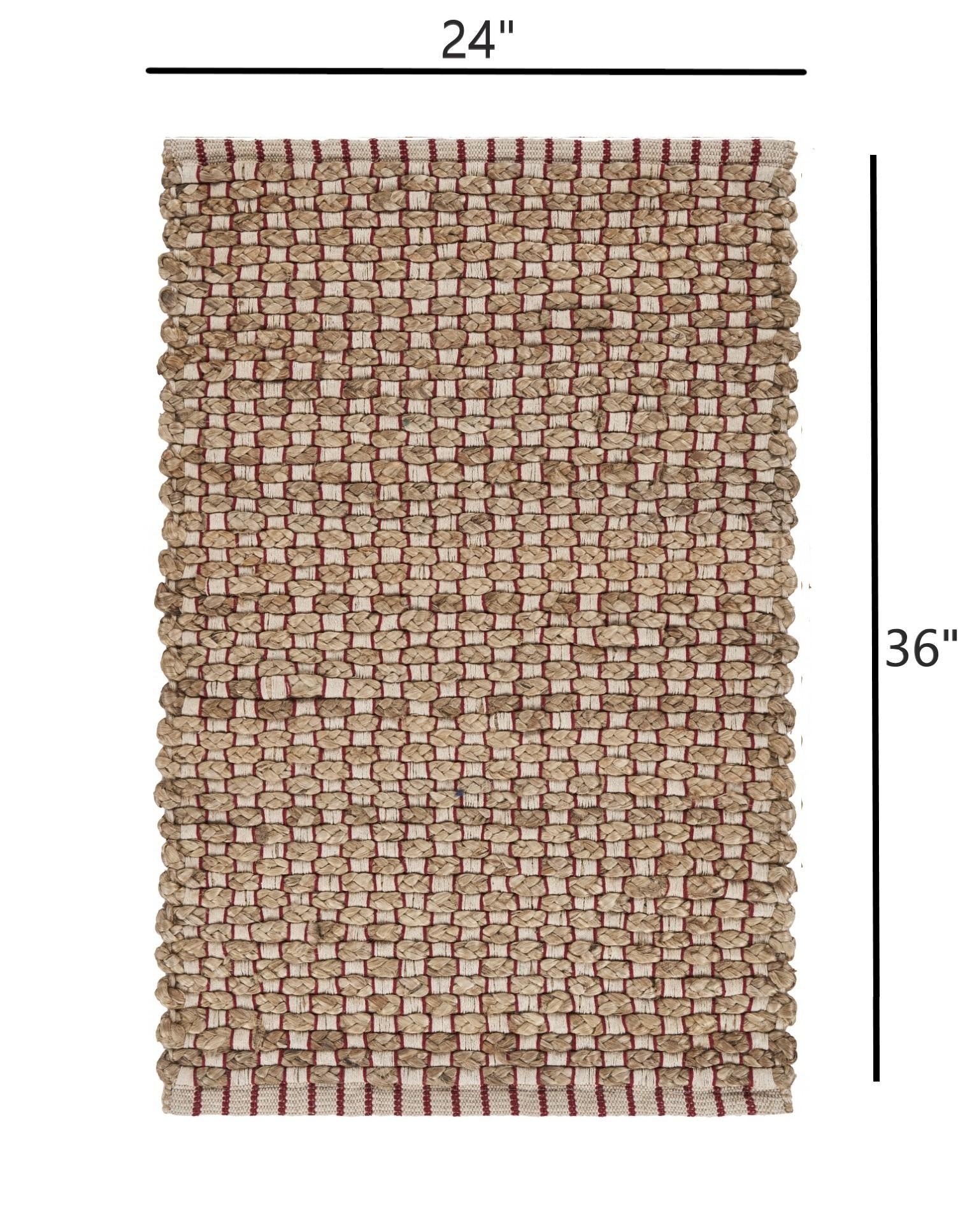 2’ x 3’ Tan and Burgundy Checkered Scatter Rug
