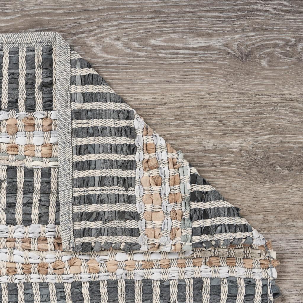 2’ x 3’ Gray and Tan Geometric Panel Scatter Rug