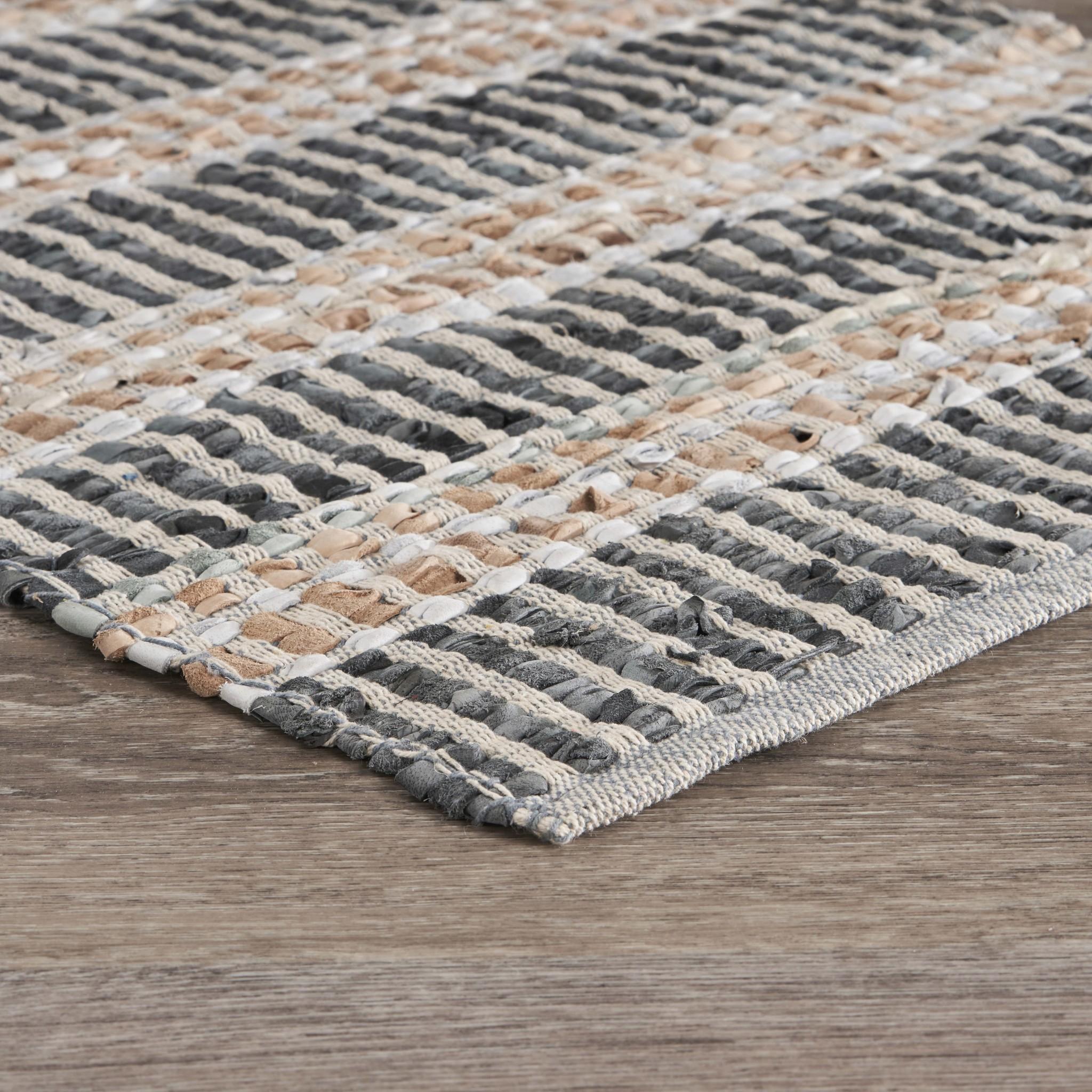 2’ x 3’ Gray and Tan Geometric Panel Scatter Rug