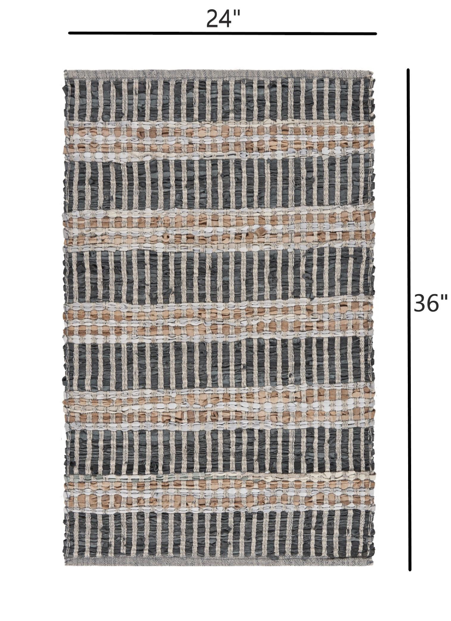 2’ x 3’ Gray and Tan Geometric Panel Scatter Rug