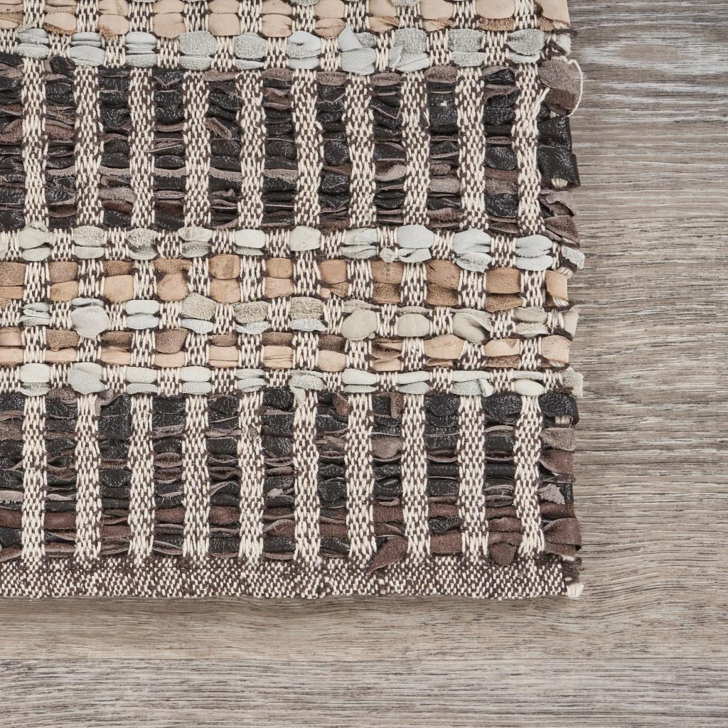 2’ x 3’ Brown and Tan Geometric Panel Scatter Rug