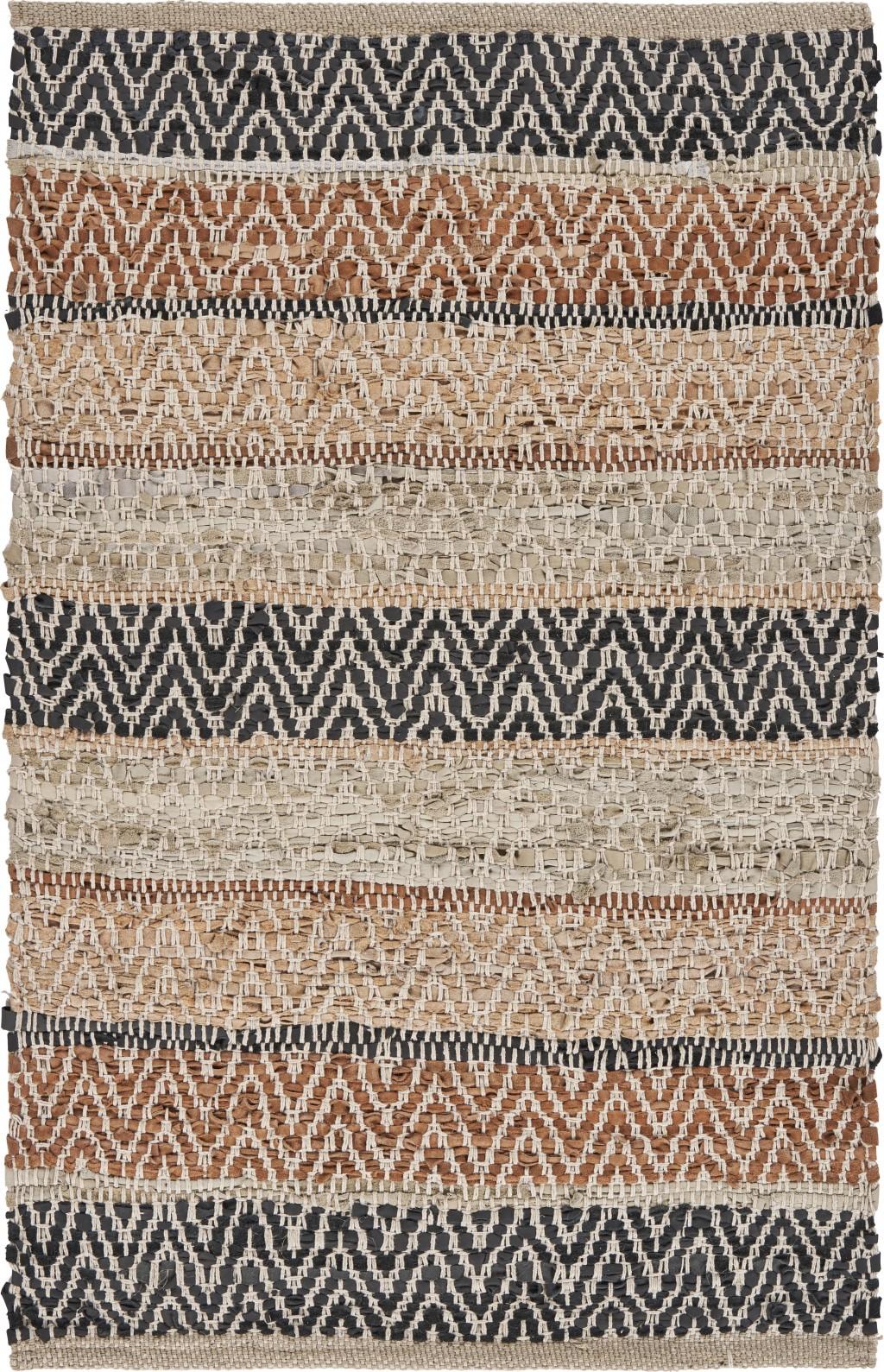 2’ x 3’ Brown and Black Ornate Striped Scatter Rug