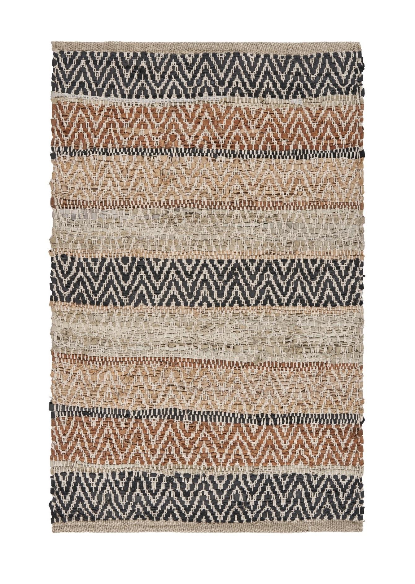 2’ x 3’ Brown and Black Ornate Striped Scatter Rug