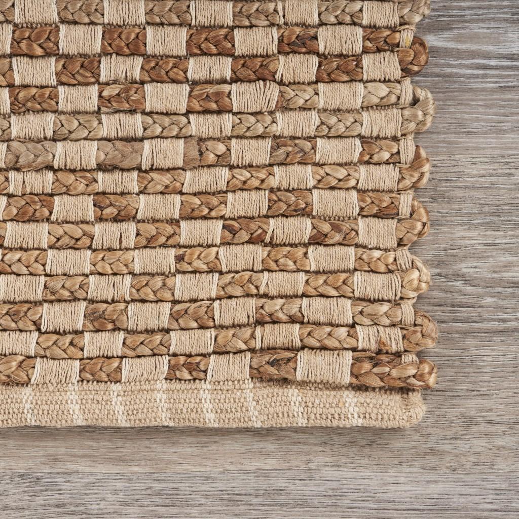 2’ x 3’ Tan and Beige Checkered Scatter Rug