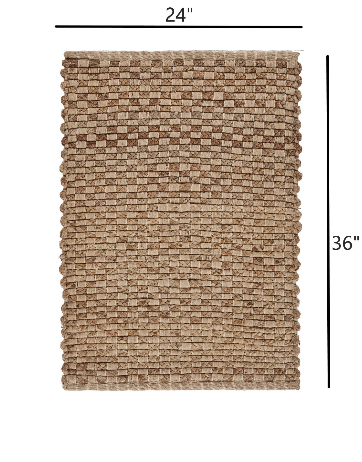 2’ x 3’ Tan and Beige Checkered Scatter Rug