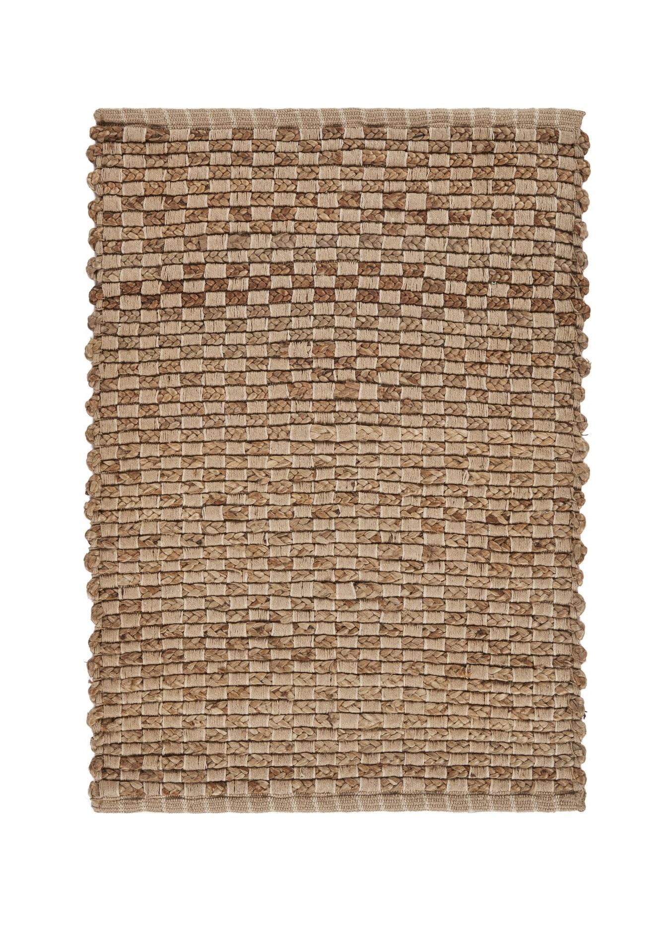 2’ x 3’ Tan and Beige Checkered Scatter Rug