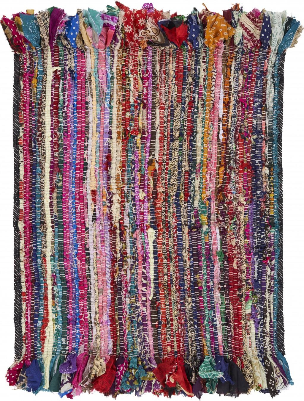 2’ x 3’ Colorful Fringed Striped Scatter Rug