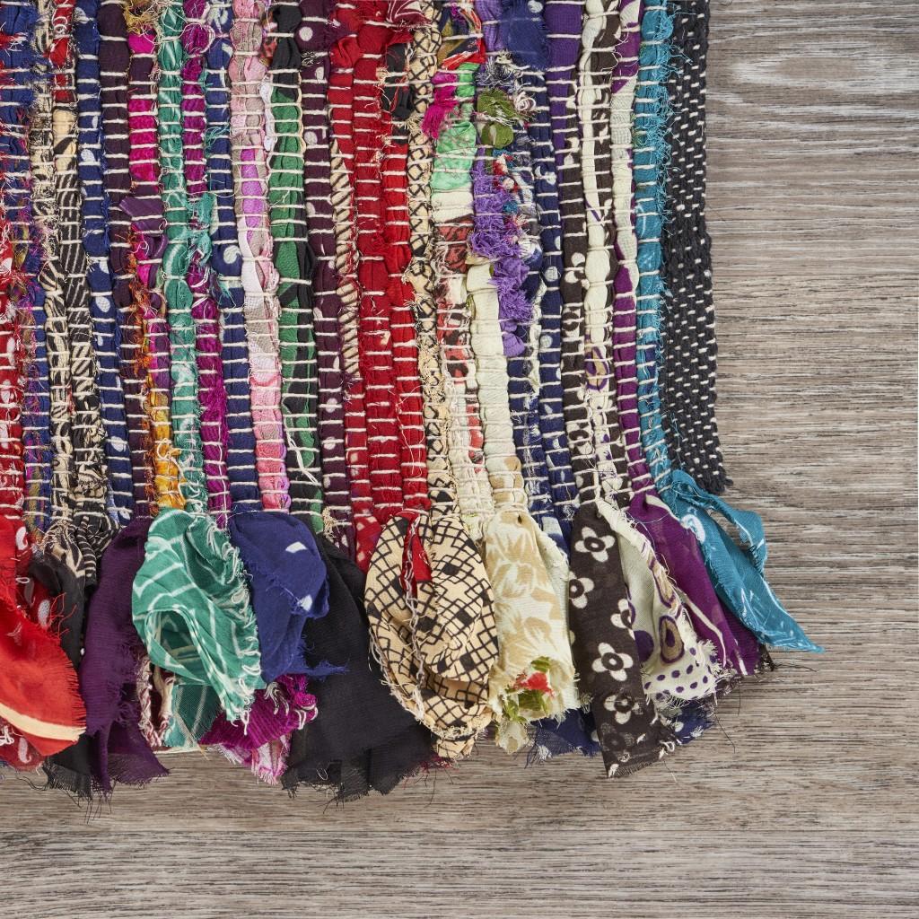 2’ x 3’ Colorful Fringed Striped Scatter Rug