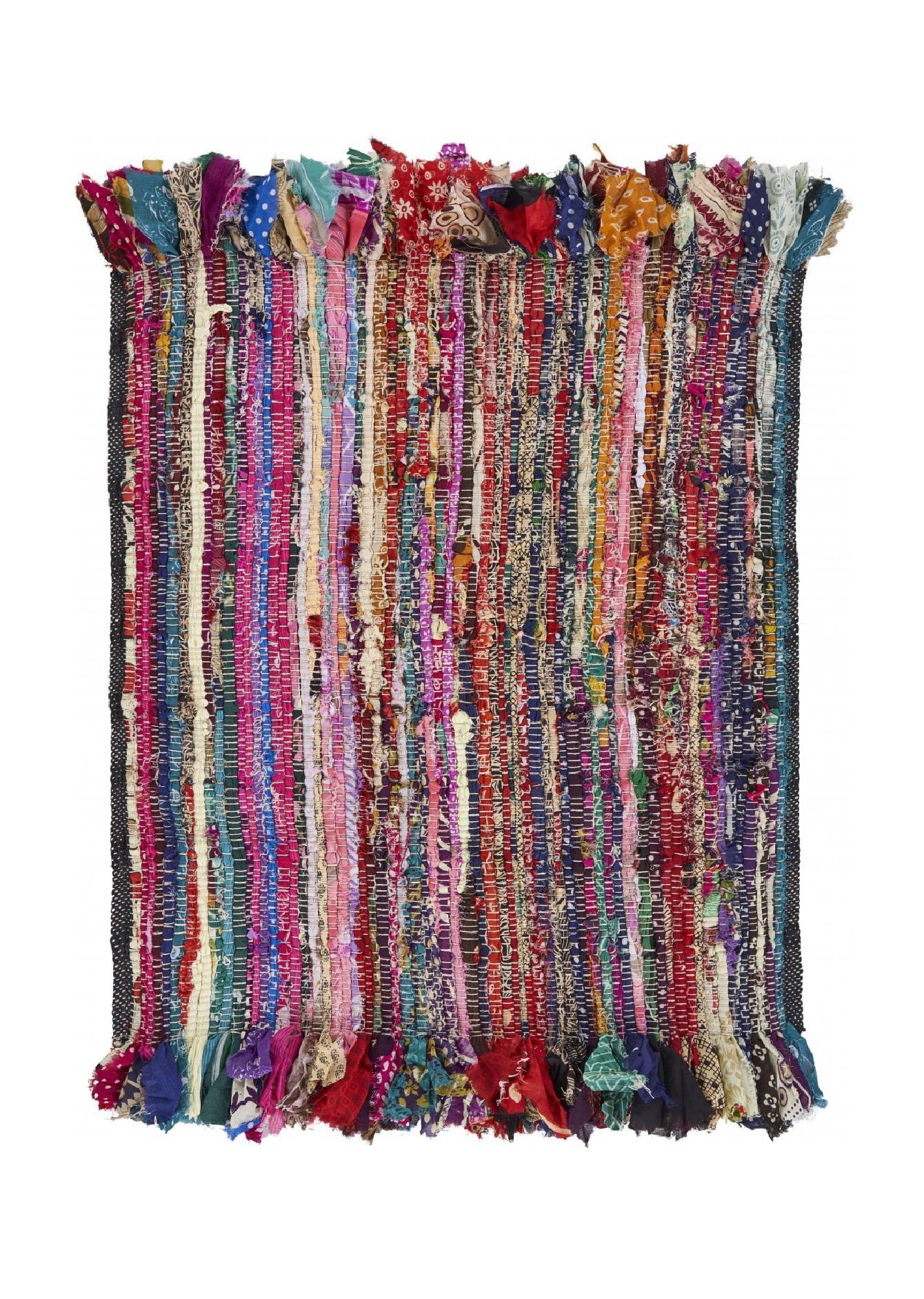 2’ x 3’ Colorful Fringed Striped Scatter Rug