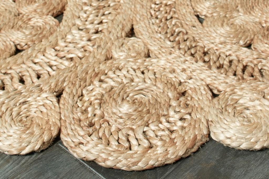 6’ Tan Floral Rings Jute Area Rug