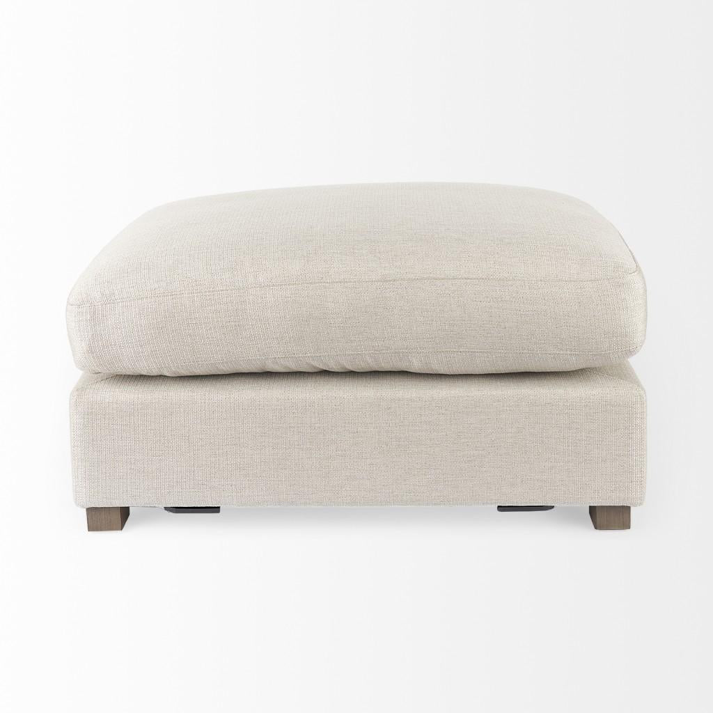 Beige Fabric Covered Half Ottoman