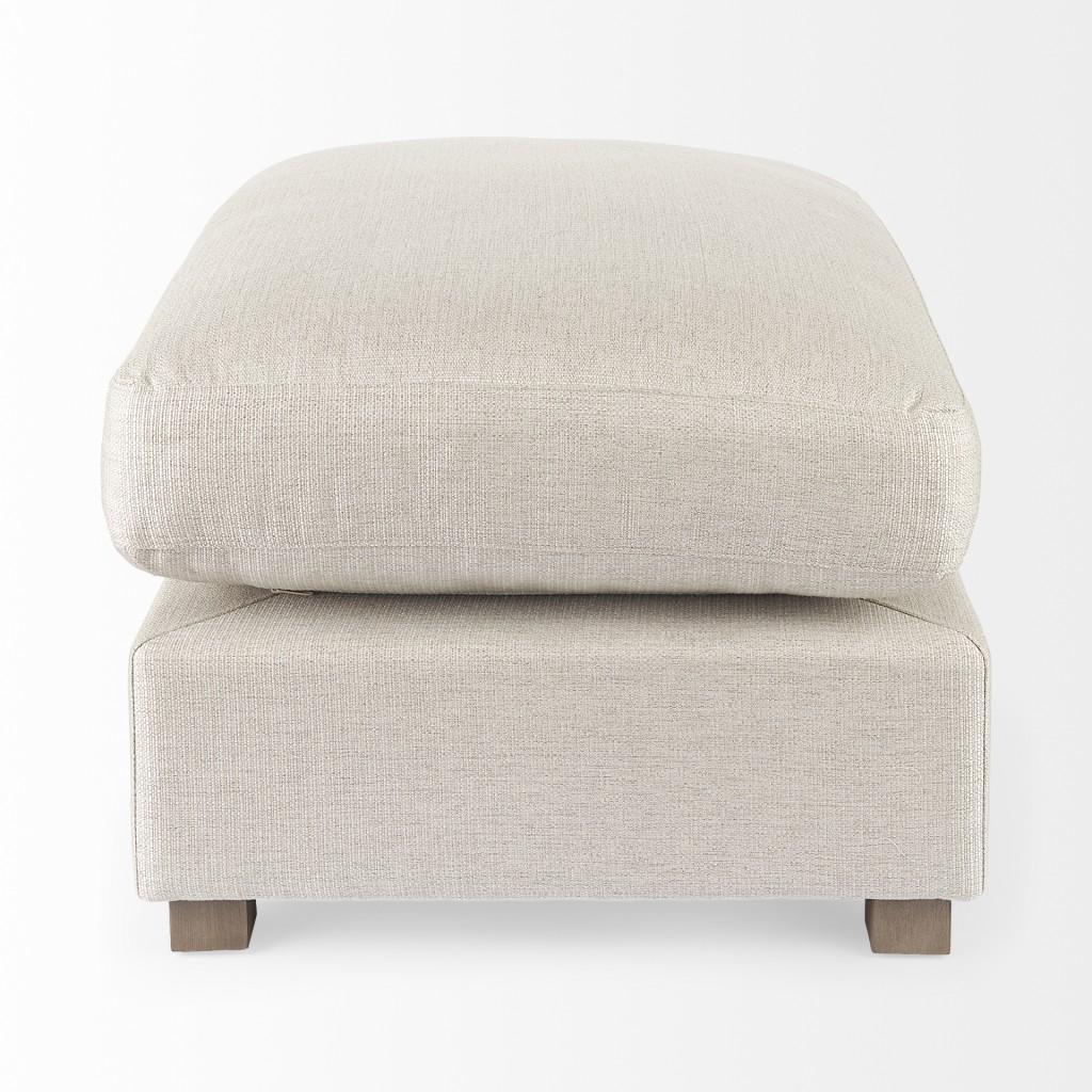 Beige Fabric Covered Half Ottoman