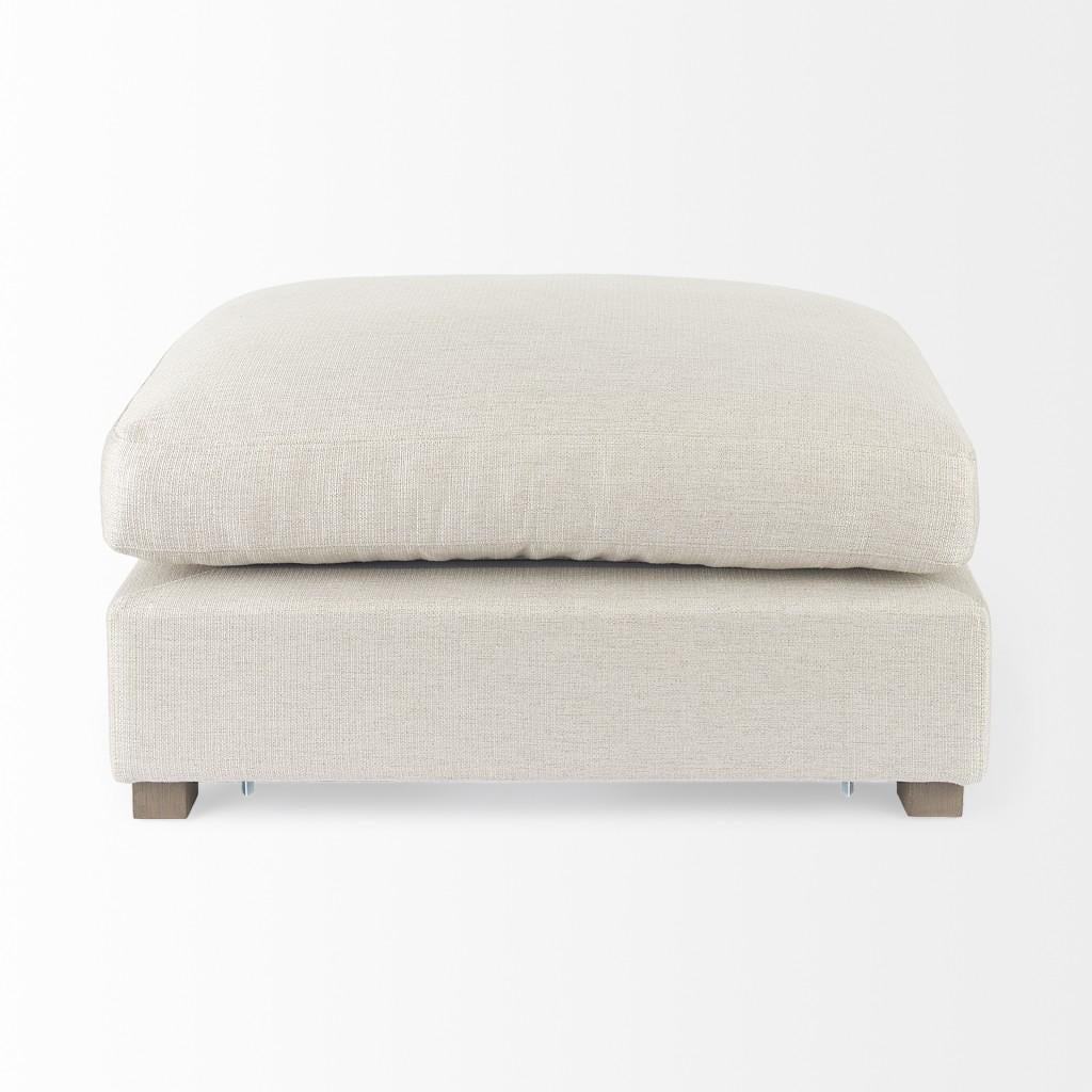 Beige Fabric Covered Half Ottoman