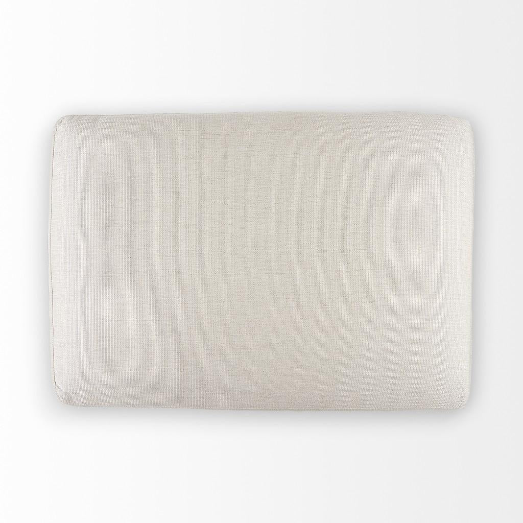 Beige Fabric Covered Half Ottoman