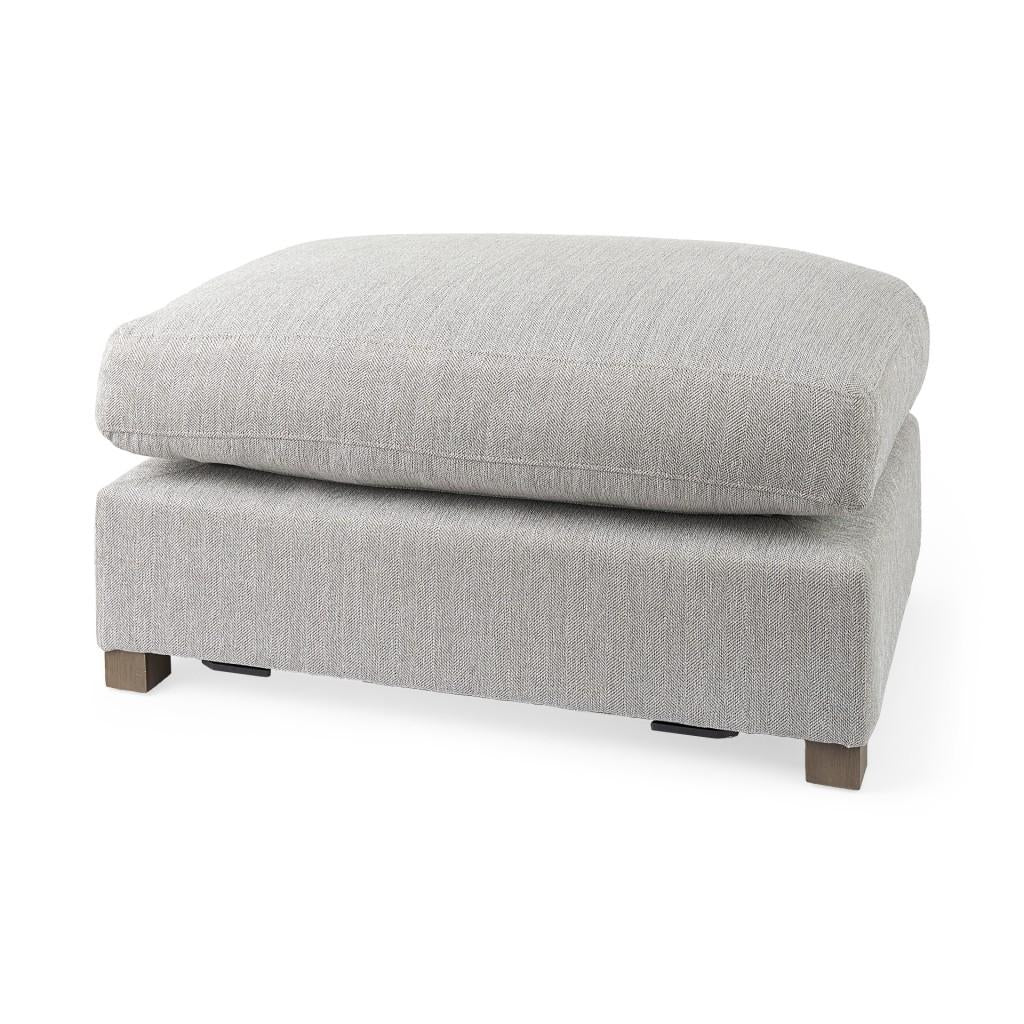 Light Gray Fabric Covered Half Ottoman