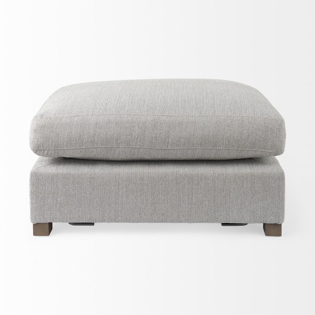 Light Gray Fabric Covered Half Ottoman