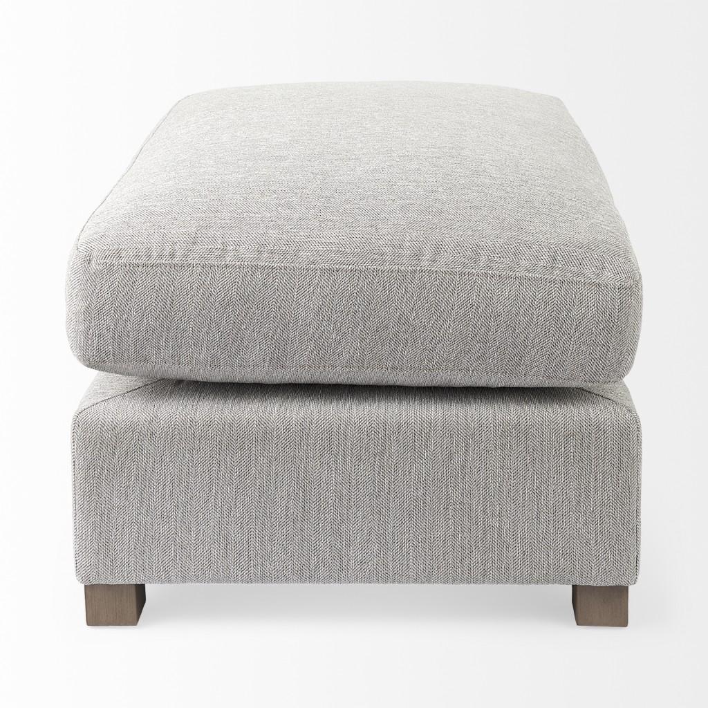 Light Gray Fabric Covered Half Ottoman