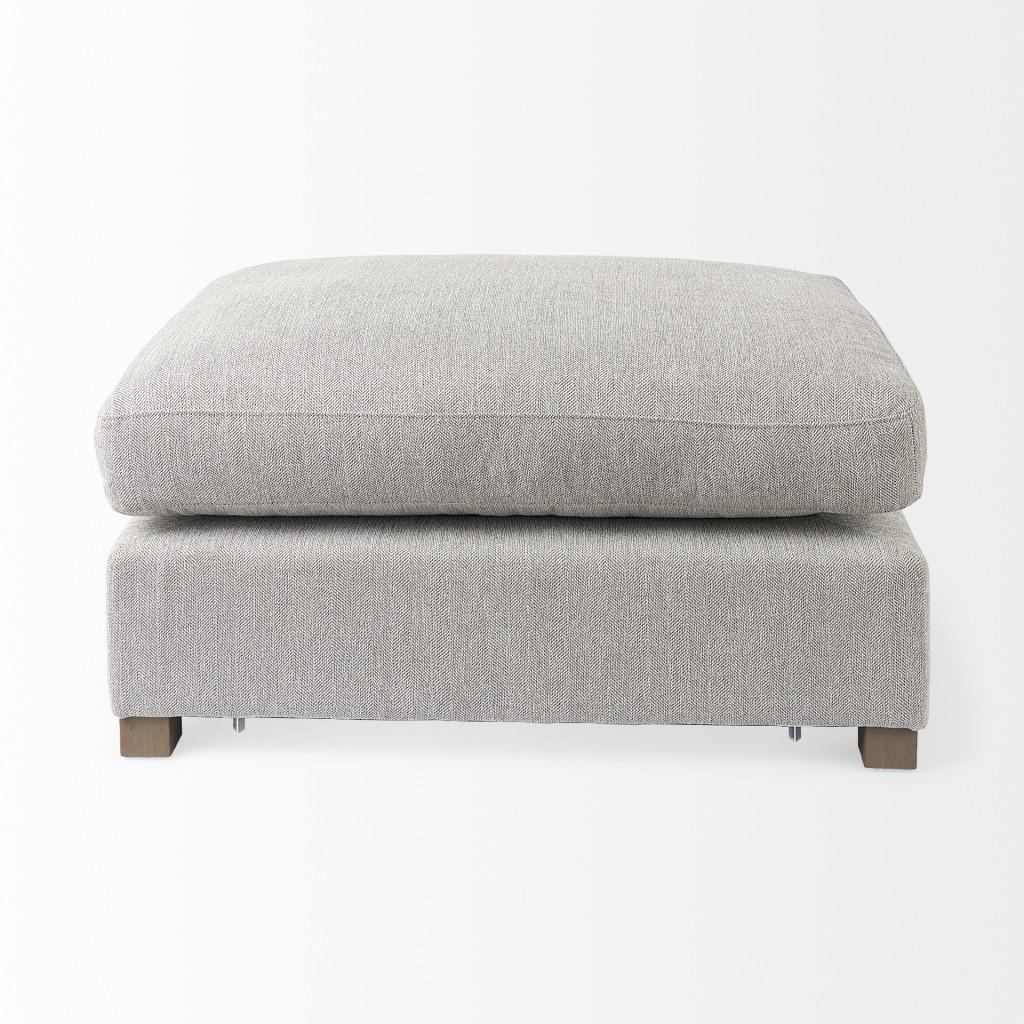 Light Gray Fabric Covered Half Ottoman