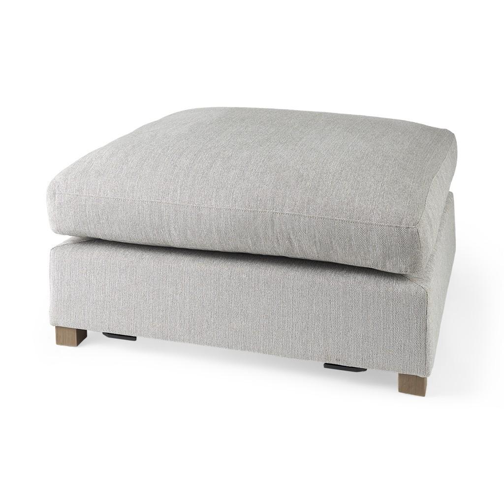 Light Gray Fabric Covered Full Size Ottoman