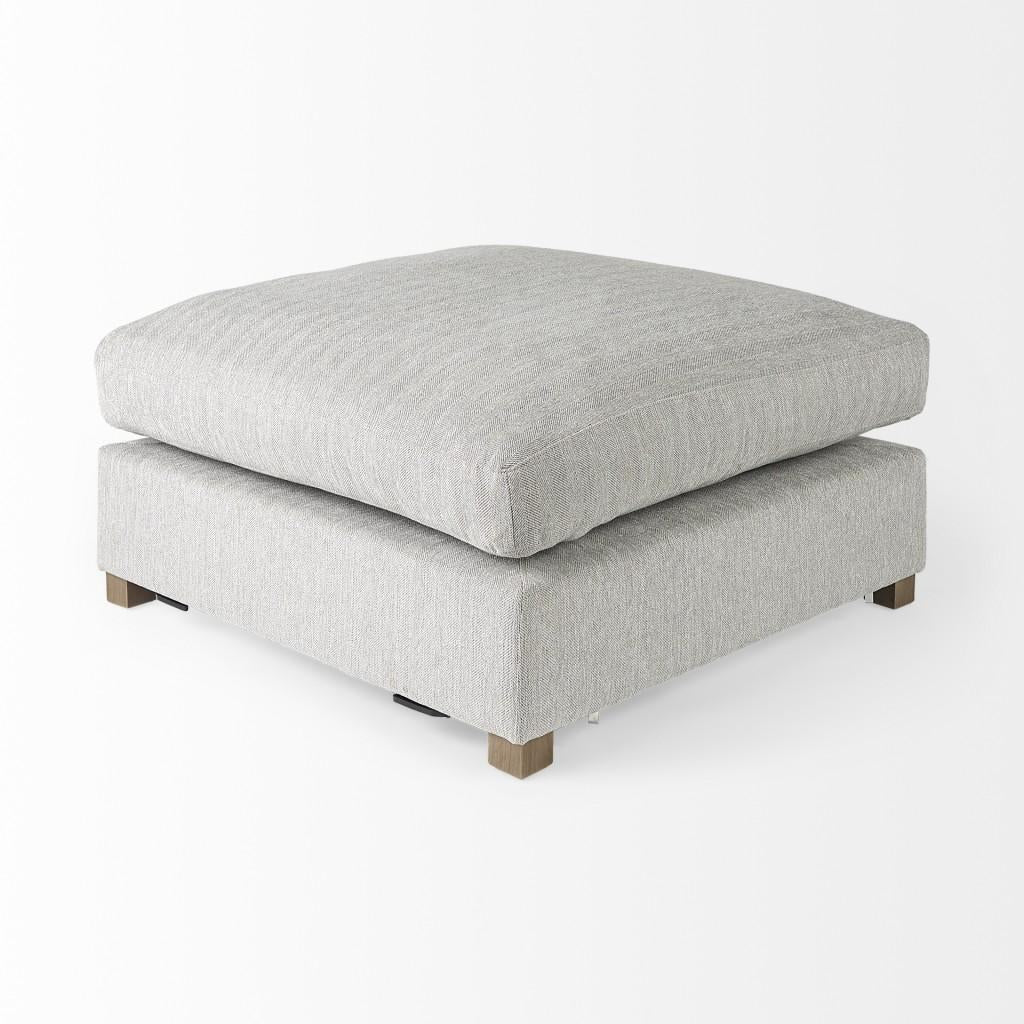 Light Gray Fabric Covered Full Size Ottoman