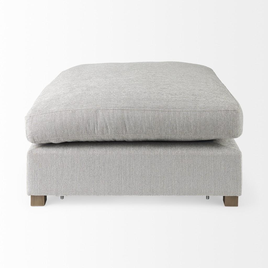 Light Gray Fabric Covered Full Size Ottoman