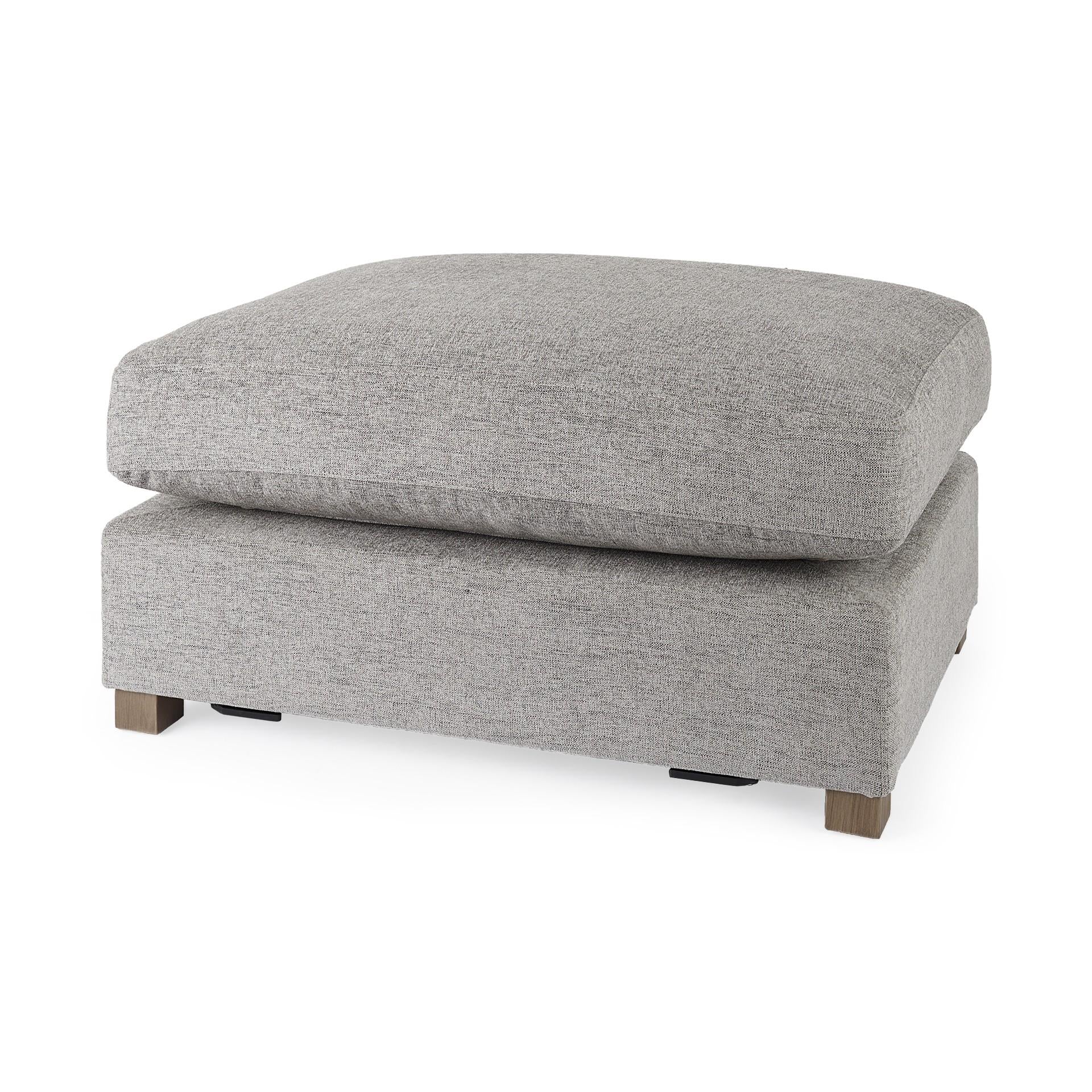 Gray Fabric Covered Half Ottoman