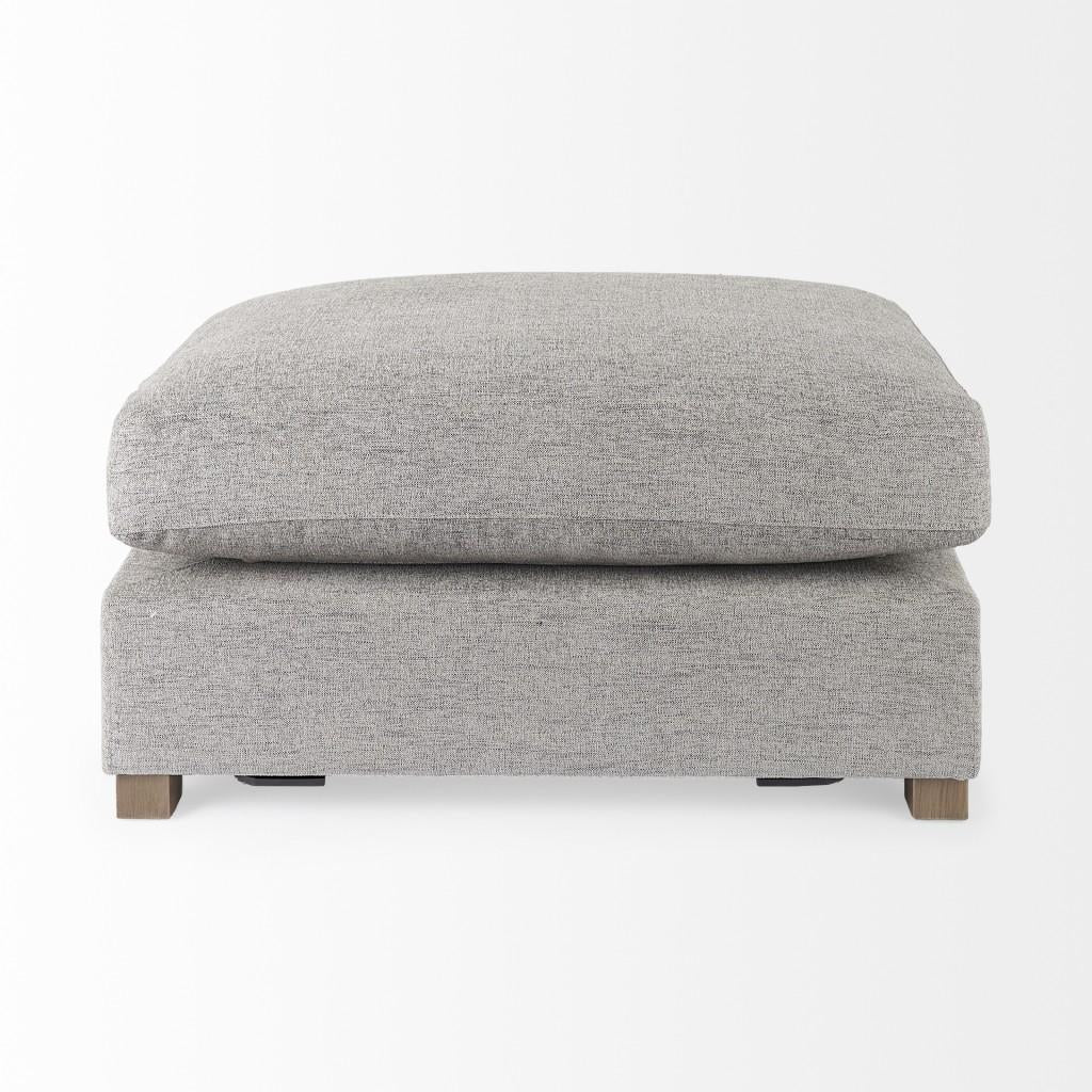 Gray Fabric Covered Half Ottoman