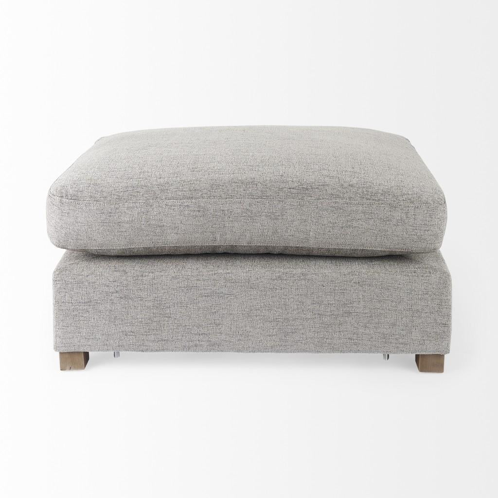 Gray Fabric Covered Half Ottoman