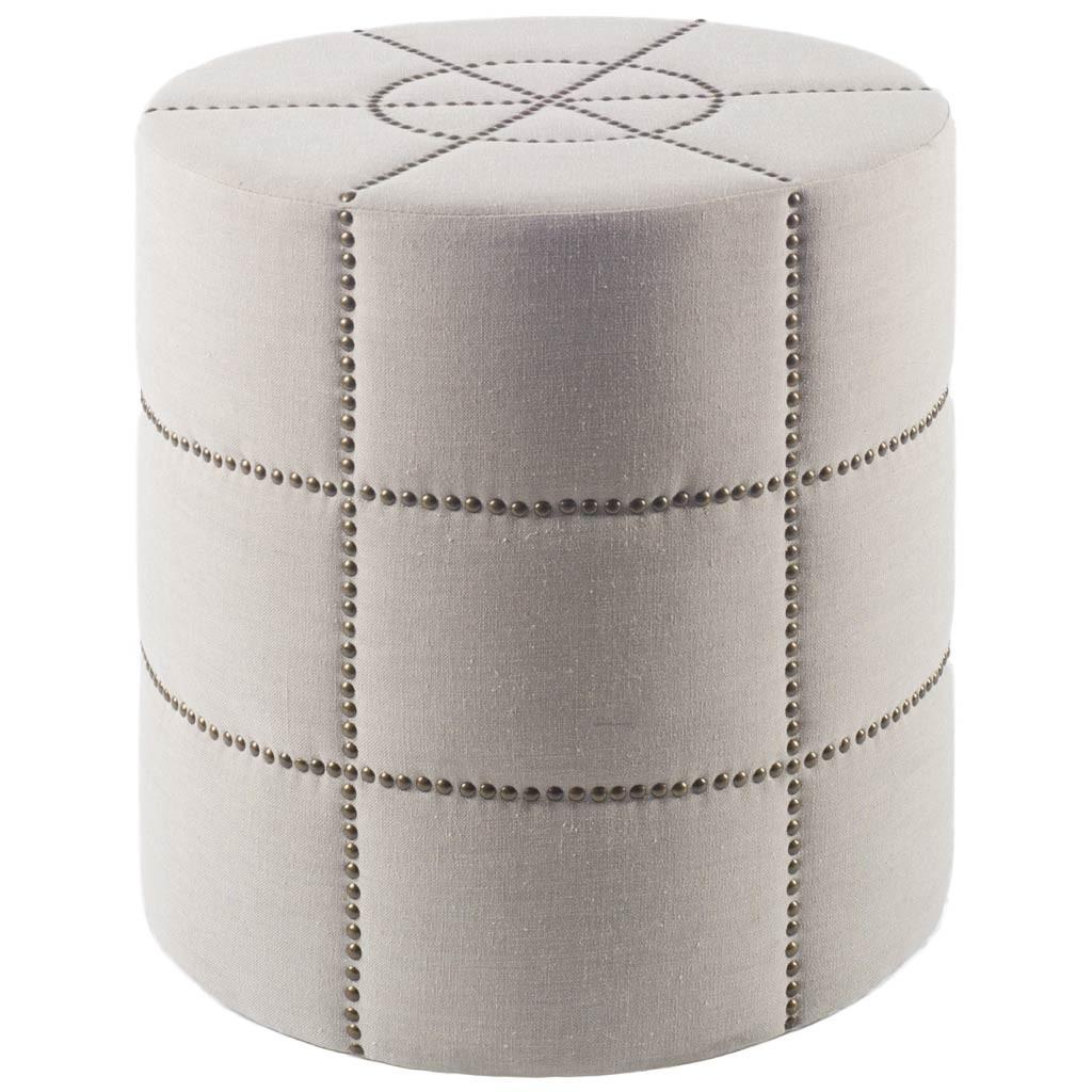 Cream Ottoman with Metal Detailing