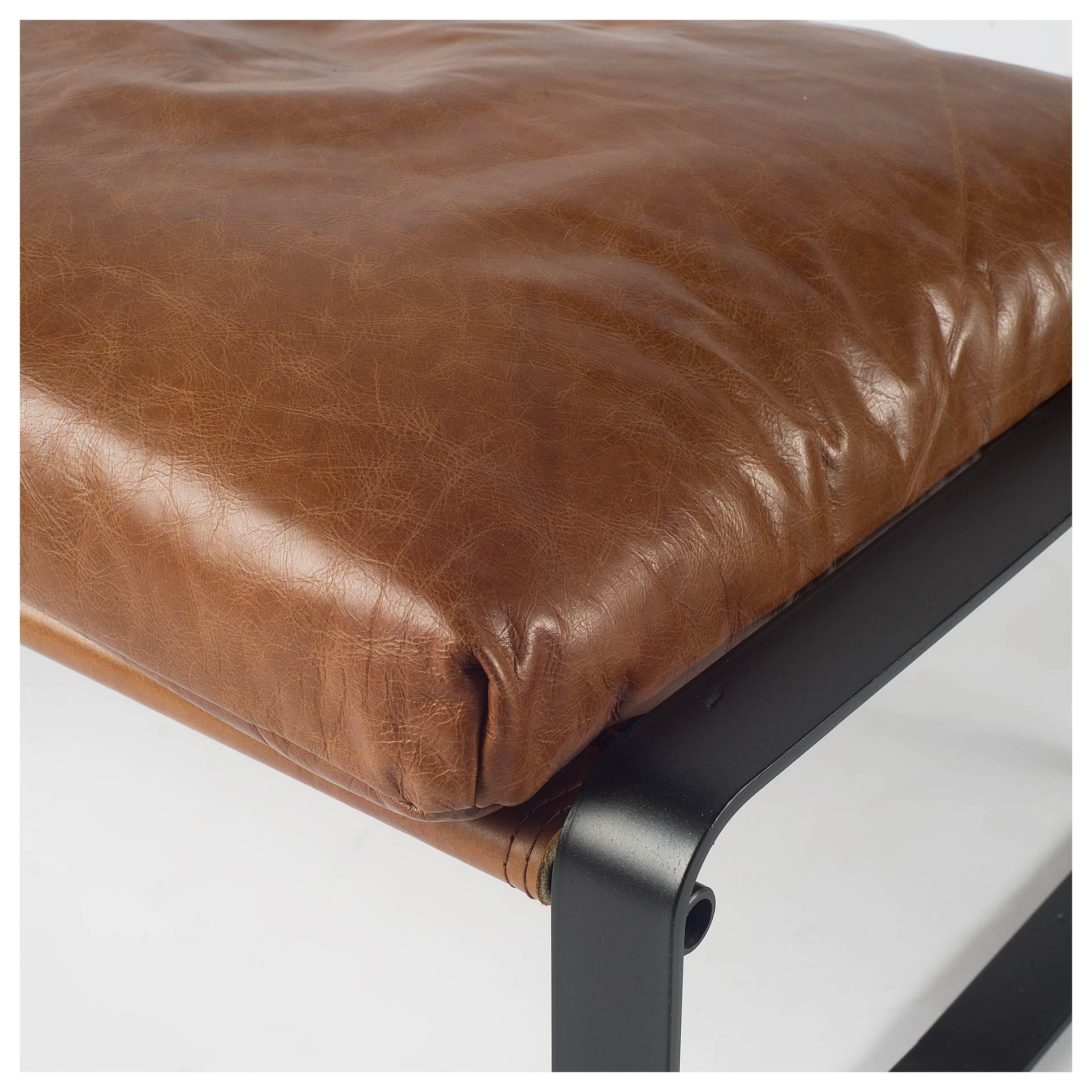 Mod Brown Leather Metal Base Ottoman