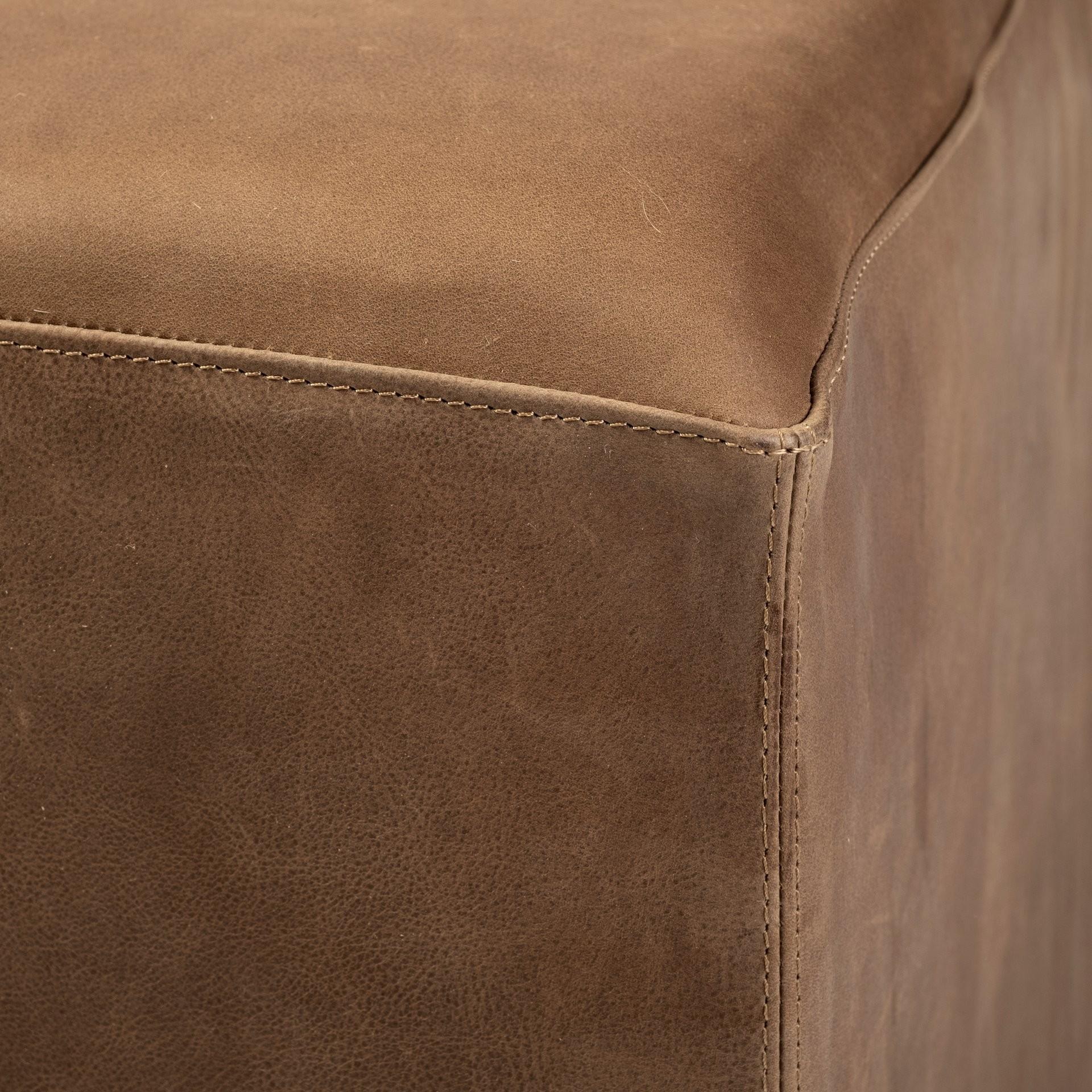 Brown Leather Wrapped Ottoman