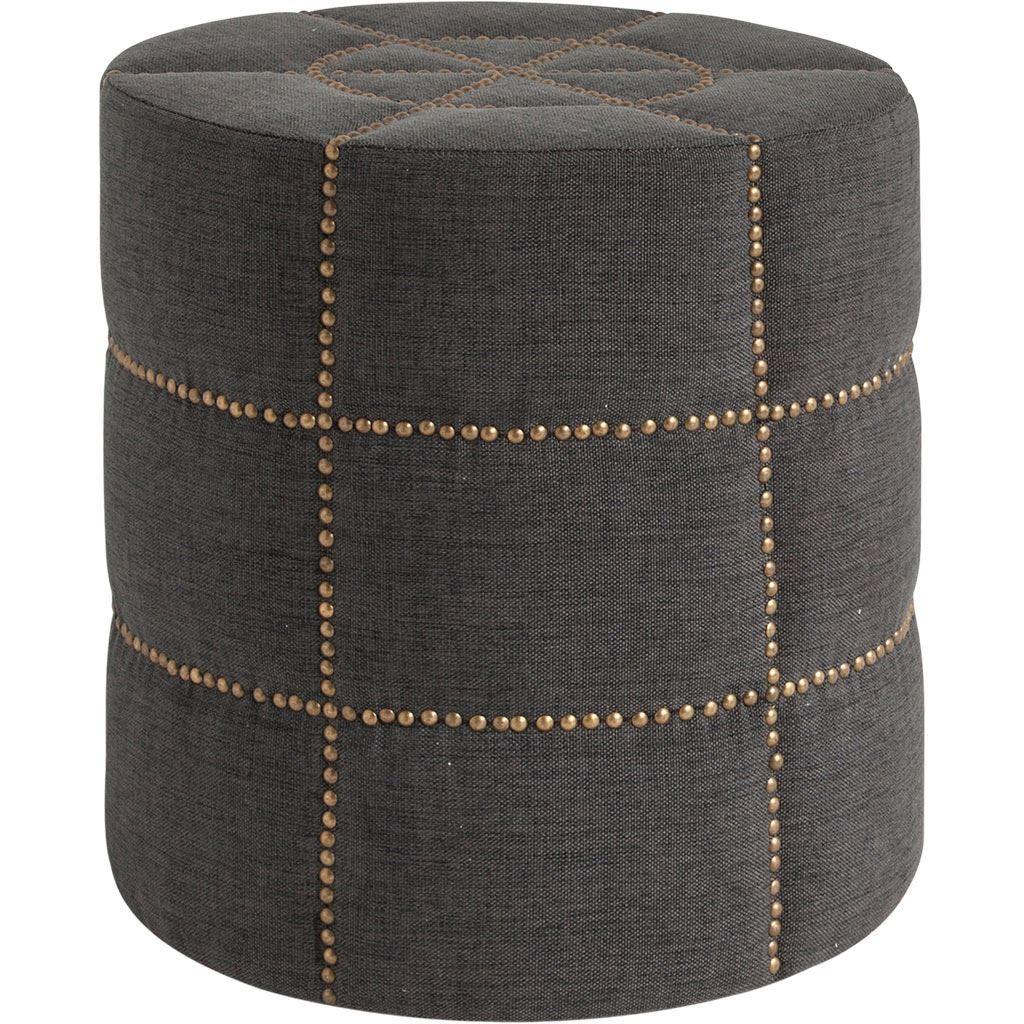 Dark Gray Ottoman with Metal Detailing