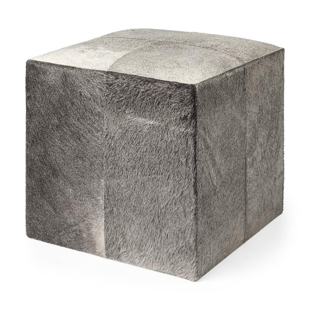 Gray Toned Cowhide Ottoman