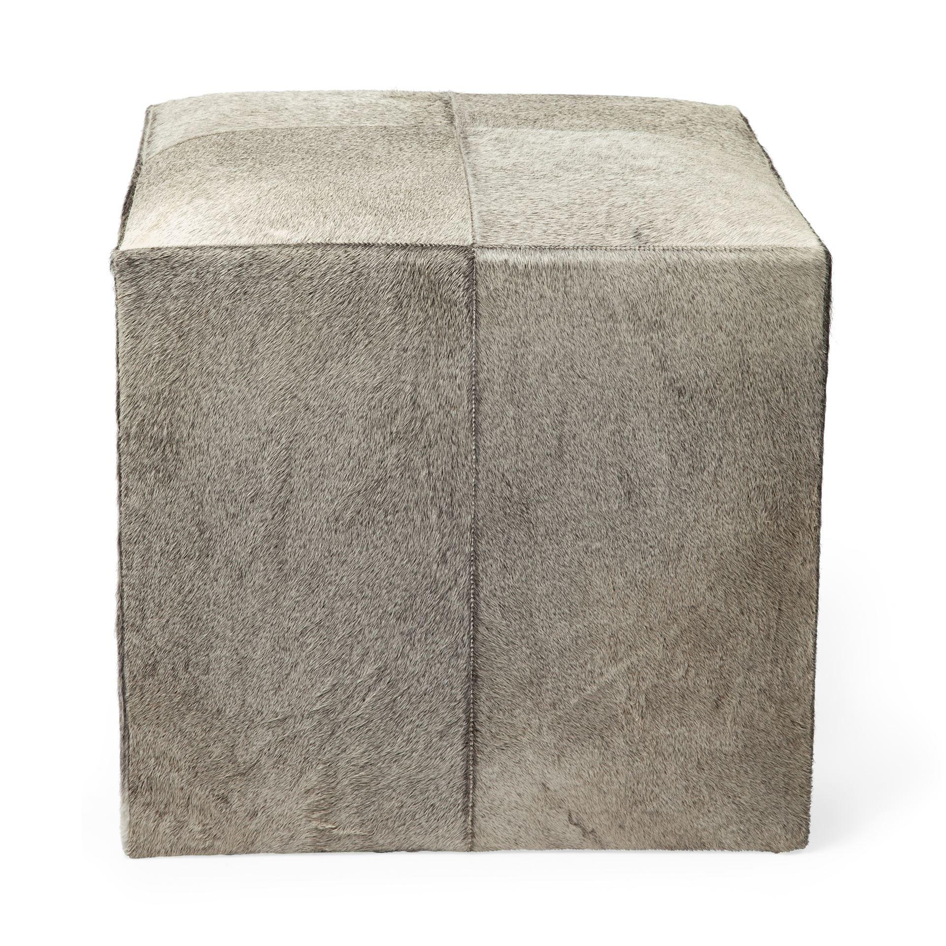 Gray Toned Cowhide Ottoman