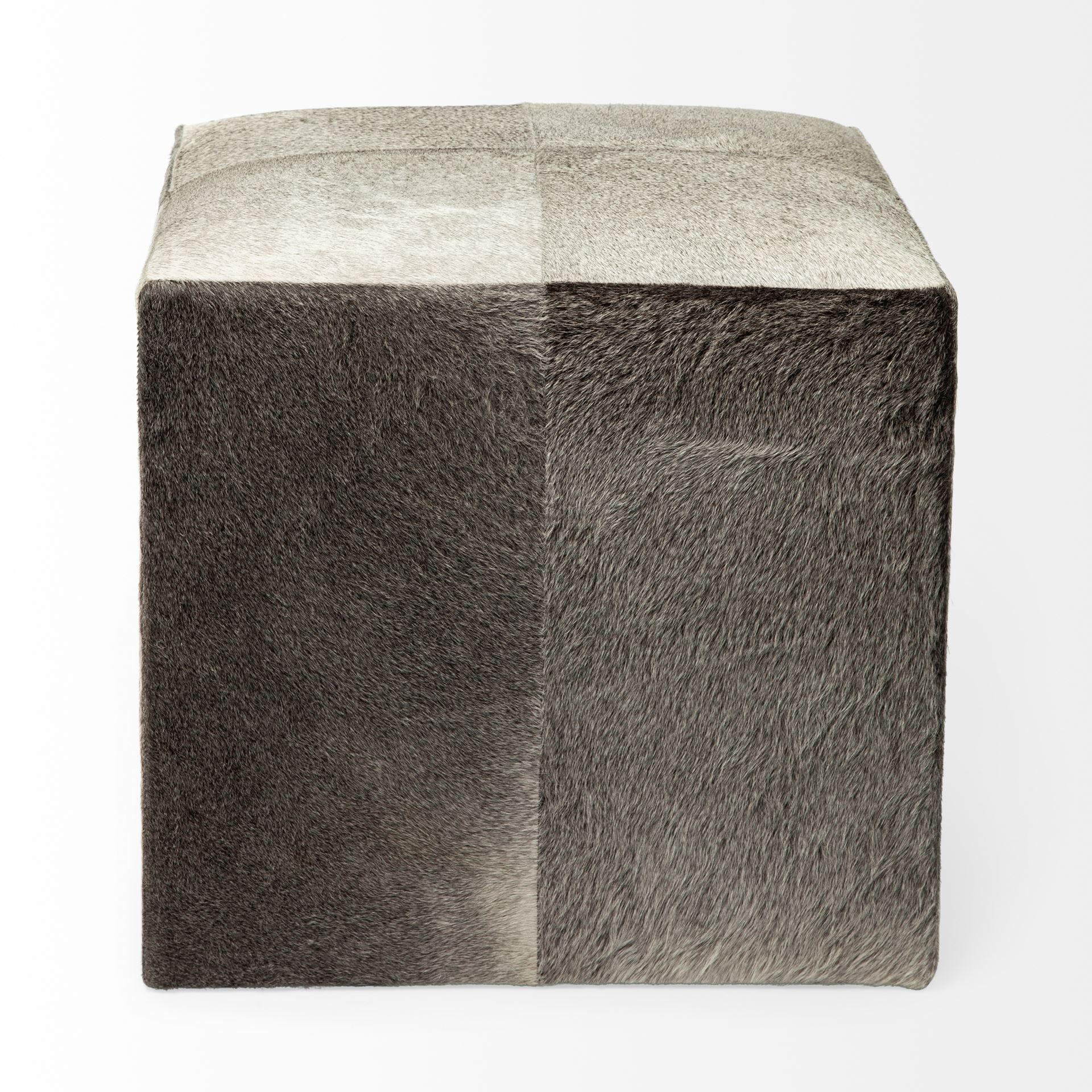 Gray Toned Cowhide Ottoman