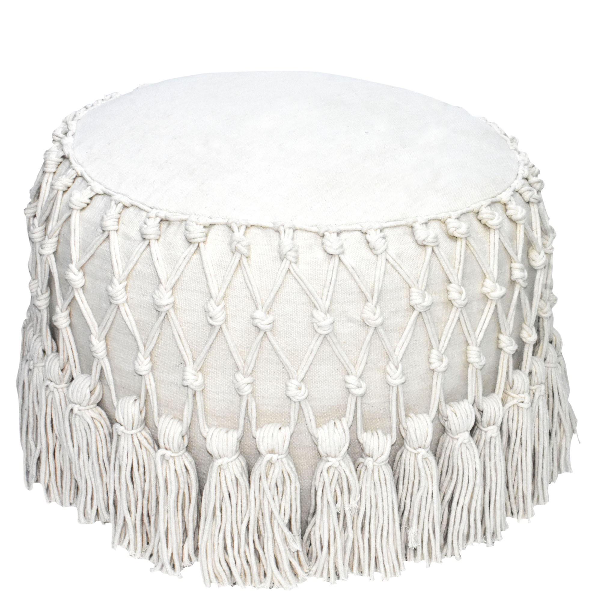 Boho Macrame Natural Pouf Ottoman