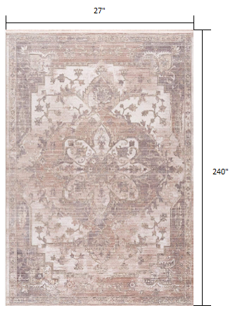 2’ x 20’ Beige Classic Medallion Runner Rug