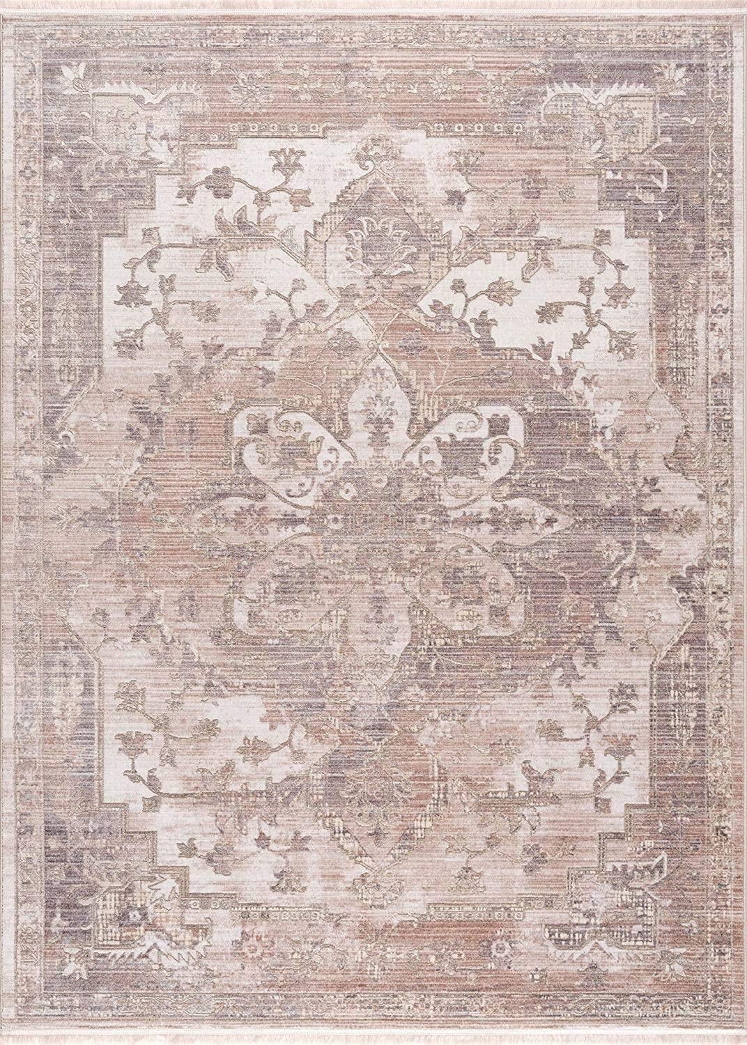 2’ x 8’ Beige Classic Medallion Runner Rug