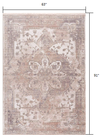 5’ x 8’ Beige Classic Medallion Area Rug Default Title