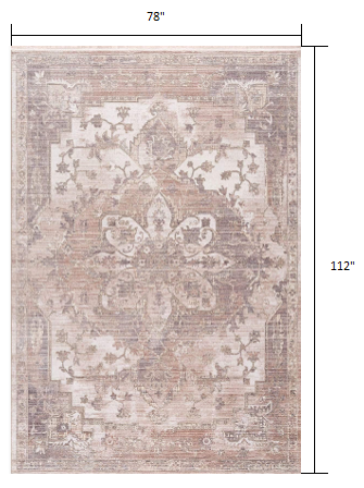 7’ x 9’ Beige Classic Medallion Area Rug