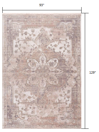 8’ x 11’ Beige Classic Medallion Area Rug
