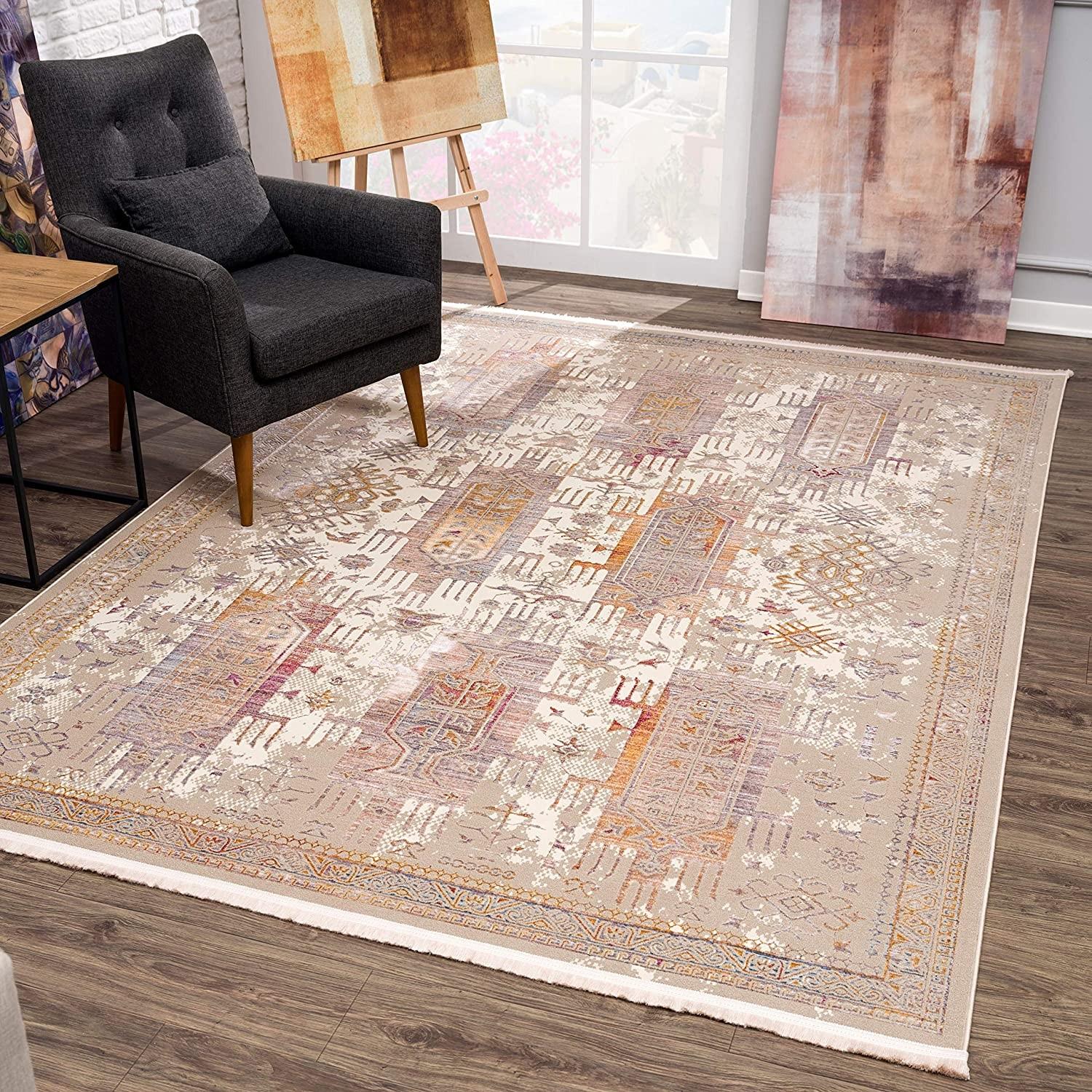 2’ x 20’ Beige Faded Tribal Motifs Runner Rug