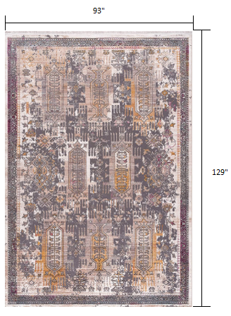 8’ x 11’ Gray Faded Tribal Motifs Area Rug